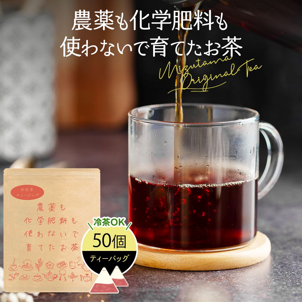 農薬も化学肥料も使わないで育てたお茶 和紅茶 ティーバッグ 2.5g×50p