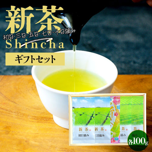 【予約】 摘み取り日5種 新茶ギフトセット 静岡茶 2026 ※5/7頃順次発送予定